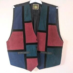LEARSI Suede Leather 90s Vintage Men's  Vest 3x Western Boho Indie Retro